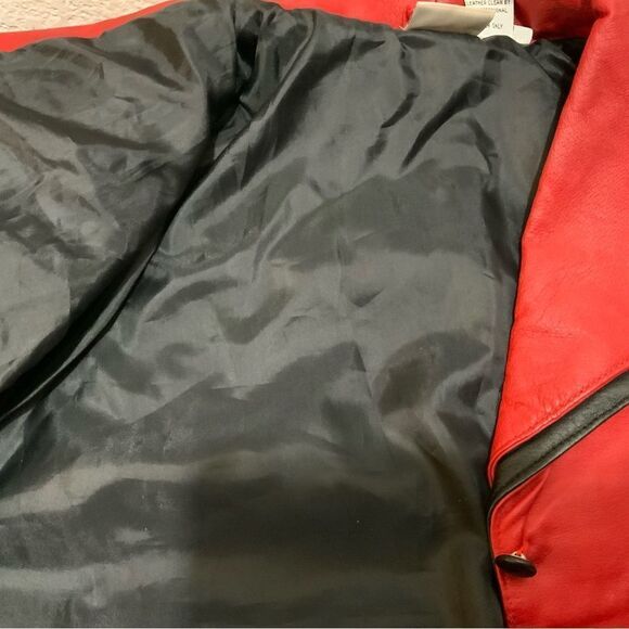 Vintage Styleworks Red Leather Cropped Jacket  Styleworks Size 14 - Picture 12 of 14